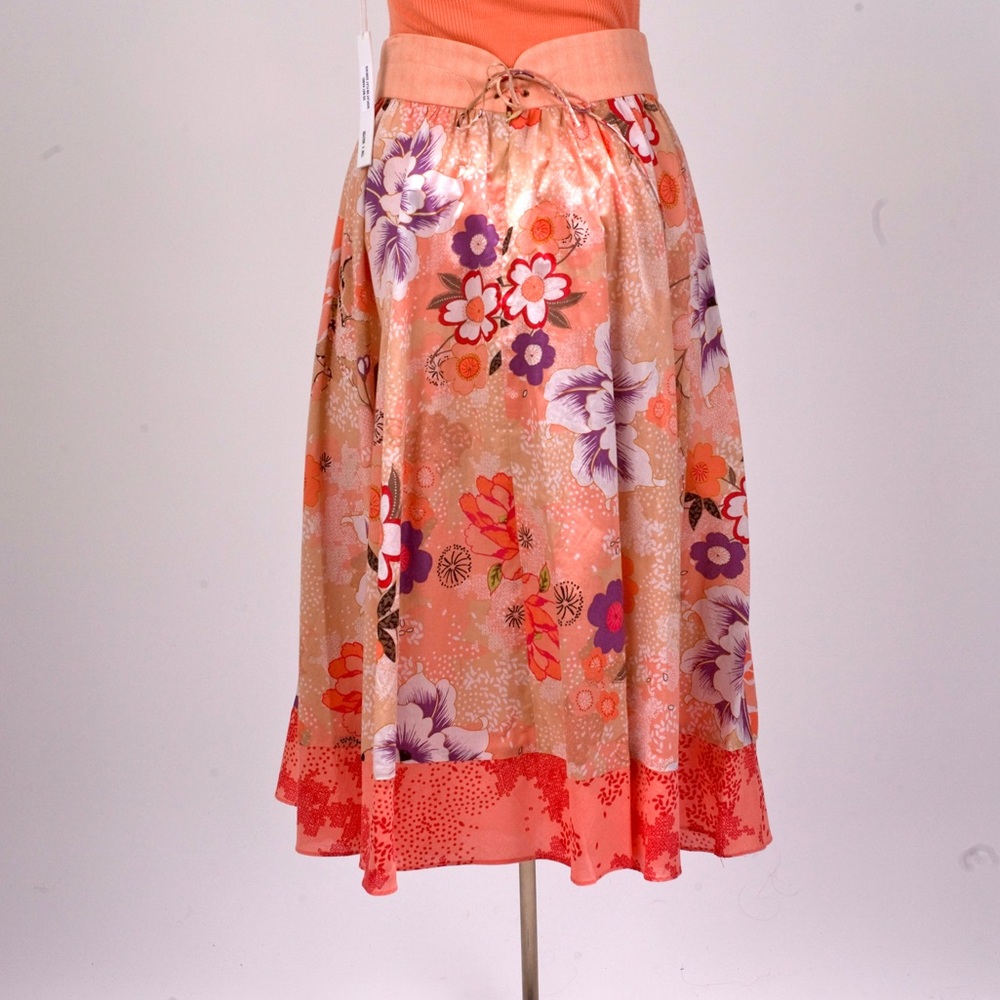 Twinkle by WENLAN Orange Purple Hawaiian Print 2pc High Waist Skirt Set Crop Top